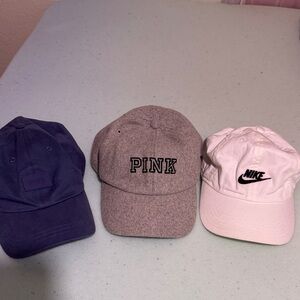 Nike and Pink Cap Trio - Navy, Gray, White